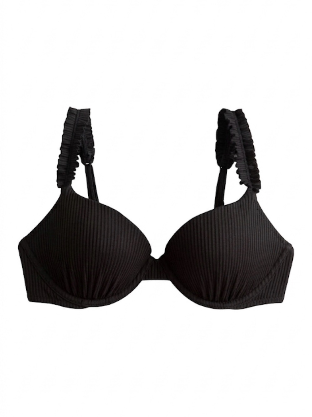 Hollister Underwire Push Up Bikini Top Black Ribbed